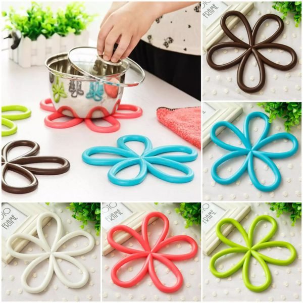 Pack of 4 Silicone Flower Hot Pot Mat Stand Heat Resistant Mat - zhrstores - 